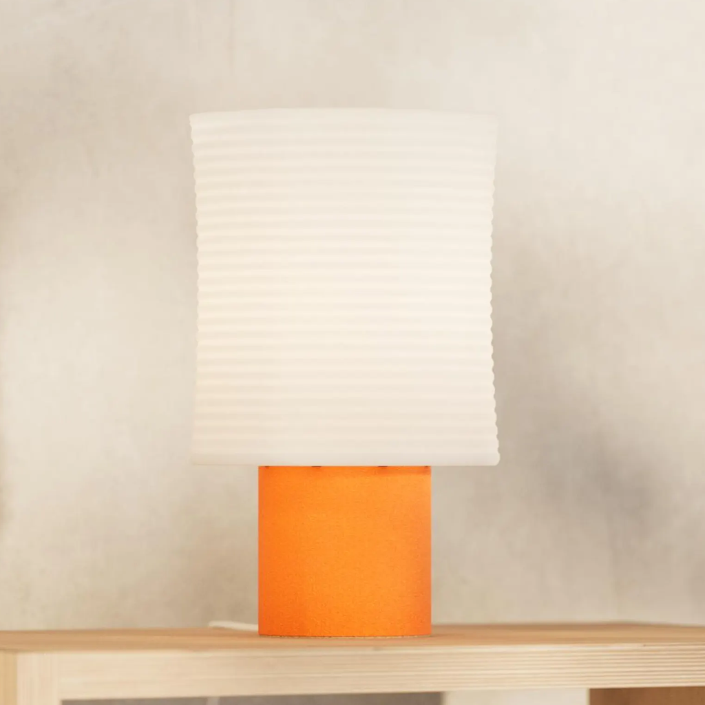 Textured Cylindrical Shade Table Lamp, Minimalist Compact Ambient Light For Bedside And Living Area Decor