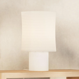 Textured Cylindrical Shade Table Lamp, Minimalist Compact Ambient Light For Bedside And Living Area Decor