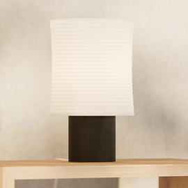 Textured Cylindrical Shade Table Lamp, Minimalist Compact Ambient Light For Bedside And Living Area Decor