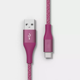 4Ft Usb-A To Usb-C Woven Connection Cord, Portable Charging And Data Sync Cable In Velvet Plum Shade