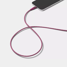 Load image into Gallery viewer, 4Ft Usb-A To Usb-C Woven Connection Cord, Portable Charging And Data Sync Cable In Velvet Plum Shade