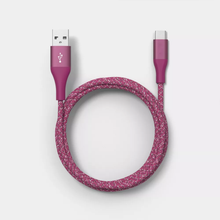 Load image into Gallery viewer, 4Ft Usb-A To Usb-C Woven Connection Cord, Portable Charging And Data Sync Cable In Velvet Plum Shade