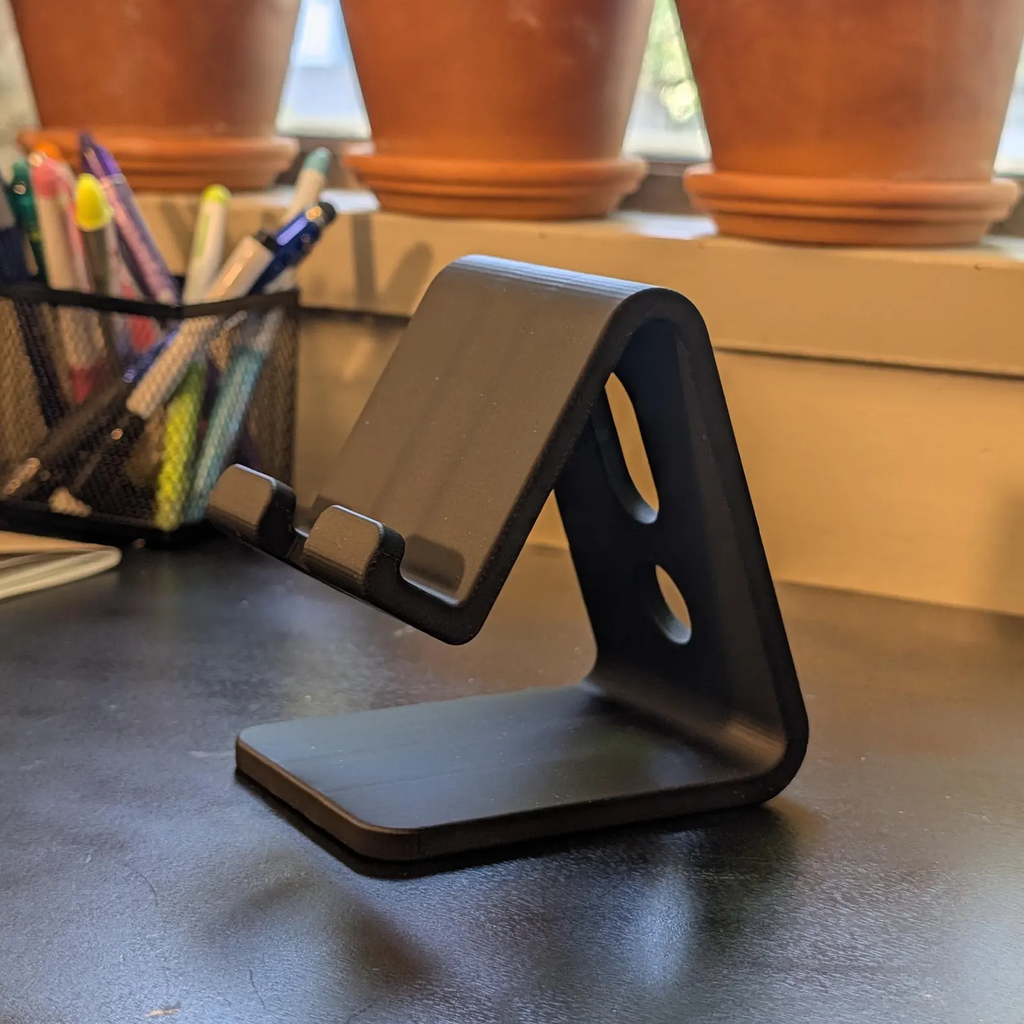 Sleek Desktop Smartphone Support Stand, Stable Device Holder With Built-In Cable Storage Cutouts