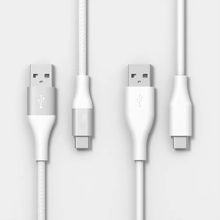 Load image into Gallery viewer, 6Ft Usb-A To Usb-C Connection Cables 2-Pack, Set Including Woven And Smooth Outer Charging &amp; Data Transfer Cords In White