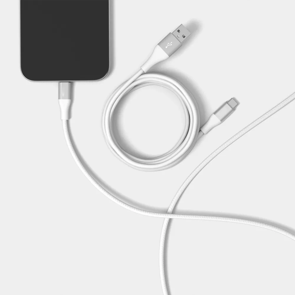 6Ft Usb-A To Usb-C Connection Cables 2-Pack, Set Including Woven And Smooth Outer Charging & Data Transfer Cords In White