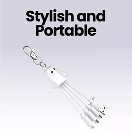 Ghost Shaped Multi Tip Charging Cord, Portable Keychain 3-In-1 Universal Charging Cable